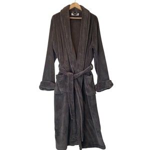 Restoration Hardware Robe Sz Large Gray Fleece Luxurious Spa Unisex Belted